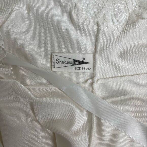 Vintage 60s 70s Shadowline White Lace Full Slip Adjustable Strap Women Size 36 - Picture 9 of 14